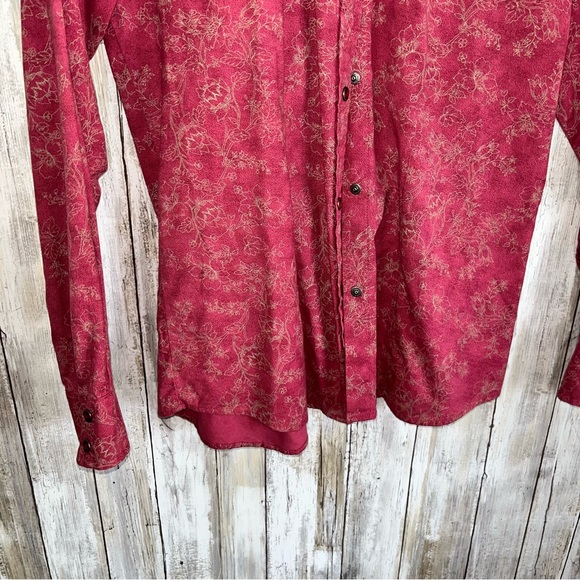 Woolrich Rosebud Pink Velvet Printed Snap Button Down Women’s Small Shirt - Picture 3 of 5